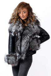 Women's exclusive lambskin coat Alexa Silver